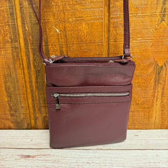 GIANI BERNINI Triple-Zip Pebble Leather Dasher Crossbody - Picture 1 of 6
